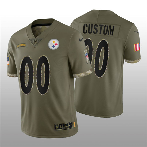 Pittsburgh Steelers Custom 2022 Olive Salute To Service Limited Stitched Jersey