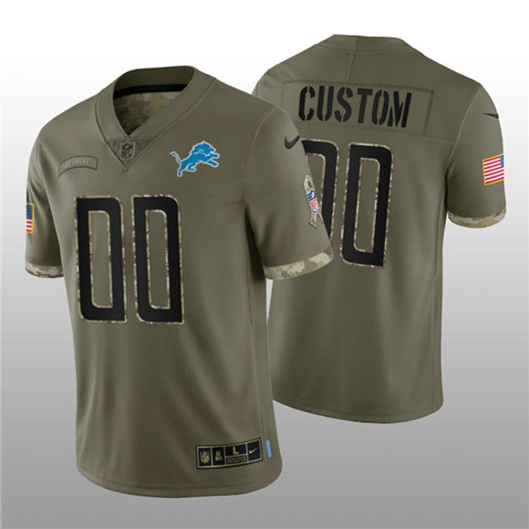 Detroit Lions Custom 2022 Olive Salute To Service Limited Stitched Jersey