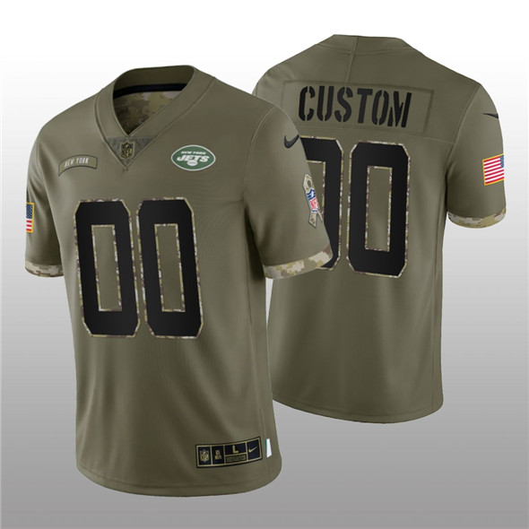 New York Jets Custom 2022 Olive Salute To Service Limited Stitched Jersey