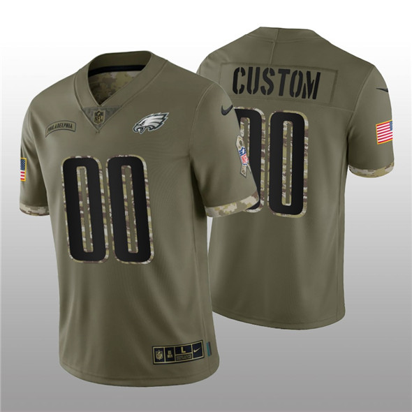 Philadelphia Eagles Custom 2022 Olive Salute To Service Limited Stitched Jersey