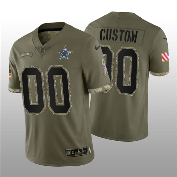 Dallas Cowboys Custom 2022 Olive Salute To Service Limited Stitched Jersey