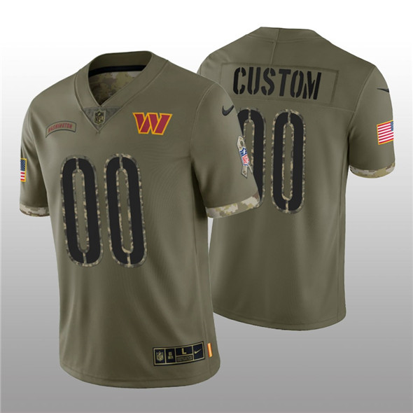 Washington Commanders Custom 2022 Olive Salute To Service Limited Stitched Jersey