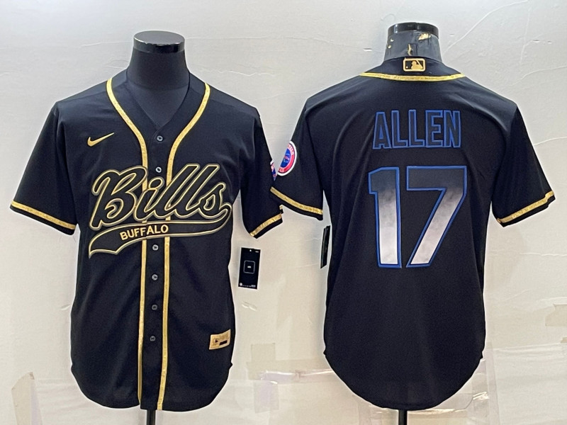 Buffalo Bills #17 Josh Allen Black Smoke Fashion With Patch Cool Base Stitched Jersey