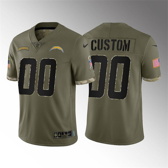 Los Angeles Chargers Custom 2022 Olive Salute To Service Limited Stitched Jersey