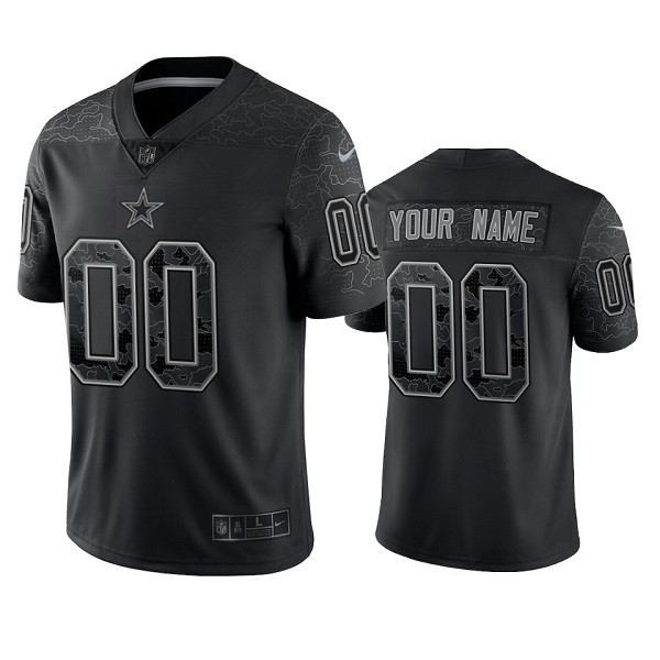 Dallas Cowboys Custom Black Reflective Limited Stitched Jersey
