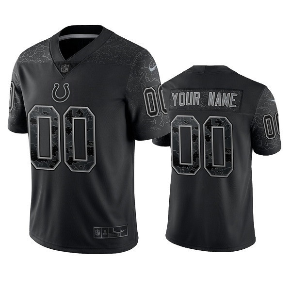 Indianapolis Colts Custom Black Reflective Limited Stitched Jersey