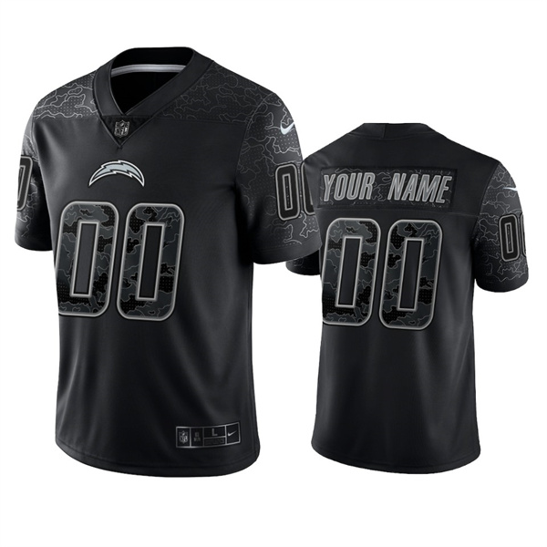 Los Angeles Chargers Custom Black Reflective Limited Stitched Jersey