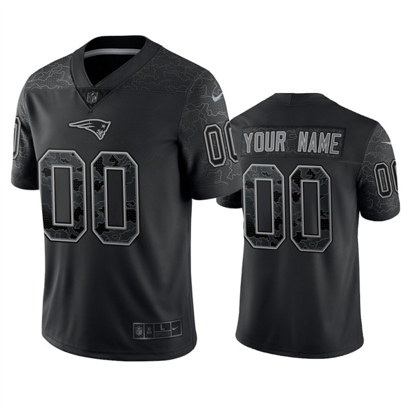 New England Patriots Custom Black Reflective Limited Stitched Jersey