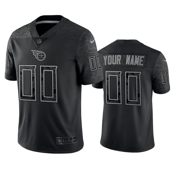 Tennessee Titans Custom Black Reflective Limited Stitched Jersey