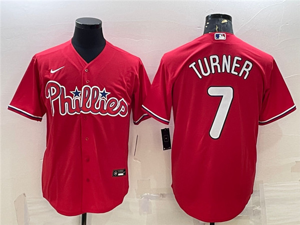 Philadelphia Phillies #7 Trea Turner Red Cool Base Stitched Jersey