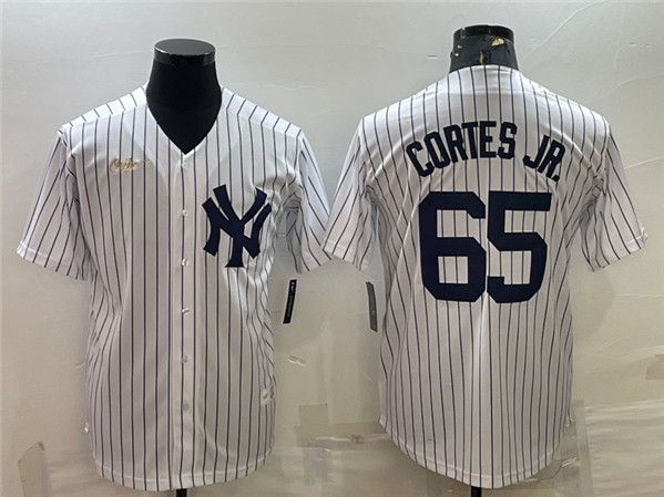 New York Yankees #65 Nestor Cortes Jr. White Cool Base Stitched Jersey