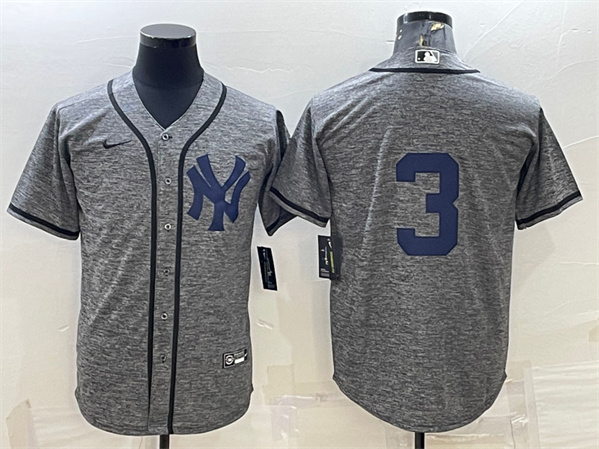 New York Yankees #3 Babe Ruth Gray Cool Base Stitched Jersey