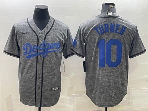 Los Angeles Dodgers #10 Justin Turner Gray Cool Base Stitched Jersey