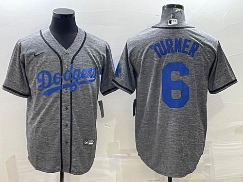 Los Angeles Dodgers #6 Trea Turner Gray Cool Base Stitched Jersey
