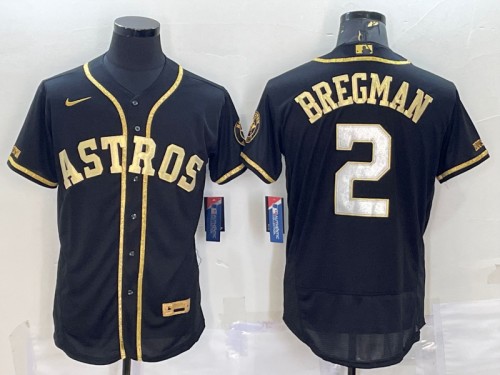 Houston Astros #2 Alex Bregman Black Gold Flex Base Stitched Jersey