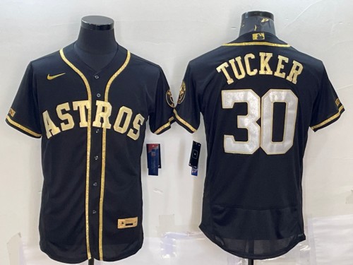 Houston Astros #30 Kyle Tucker Black Gold Flex Base Stitched Jersey