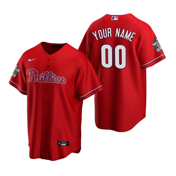 Philadelphia Phillies Custom Red 2022 World Series Cool Base Stitched Jersey