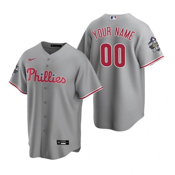 Philadelphia Phillies Custom Gray 2022 World Series Cool Base Stitched Jersey