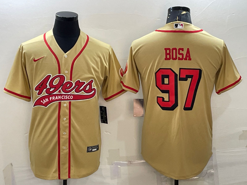 San Francisco 49ers #97 Nick Bosa New Gold With Patch Cool Base Stitched Jersey