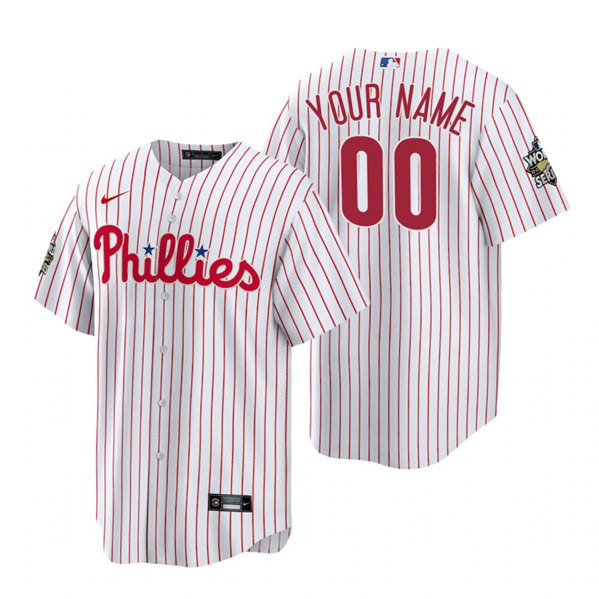 Philadelphia Phillies Custom White 2022 World Series Cool Base Stitched Jersey