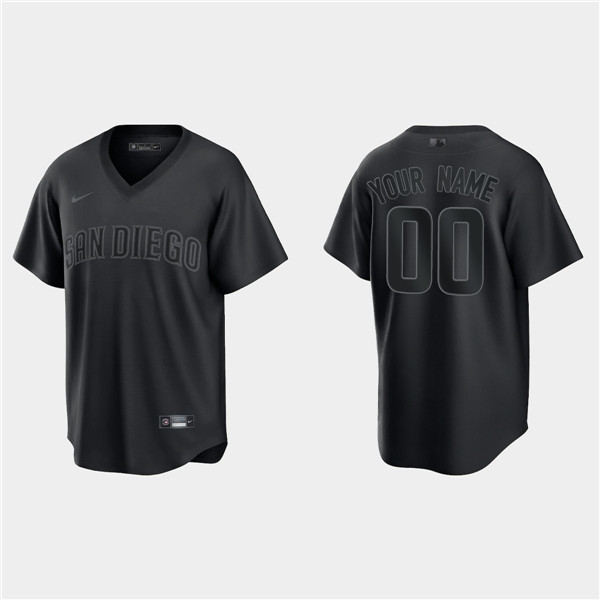 San Diego Padres Custom Black Pitch Black Fashion Replica Stitched Jersey