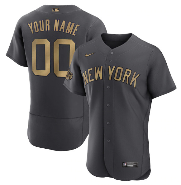 New York Yankees Custom 2022 All-Star Charcoal Flex Base Stitched Jersey