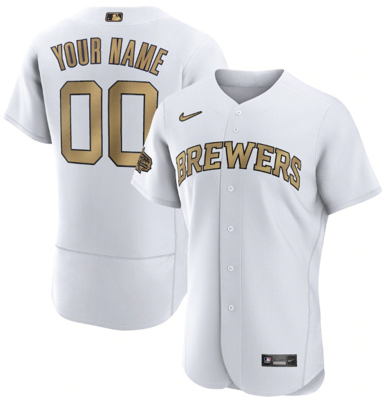 Milwaukee Brewers Custom White 2022 All-Star Flex Base Stitched Jersey