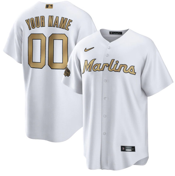 Miami Marlins Custom White 2022 All-Star Cool Base Stitched Jersey