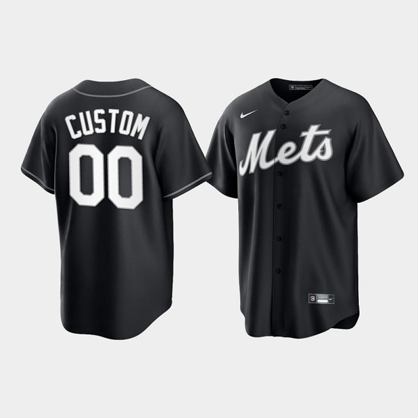 New York Mets Custom Black Cool Base Stitched Jersey