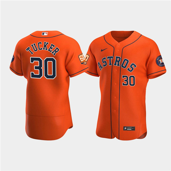 Houston Astros #30 Kyle Tucker Orange 60th Anniversary Flex Base Stitched Jersey