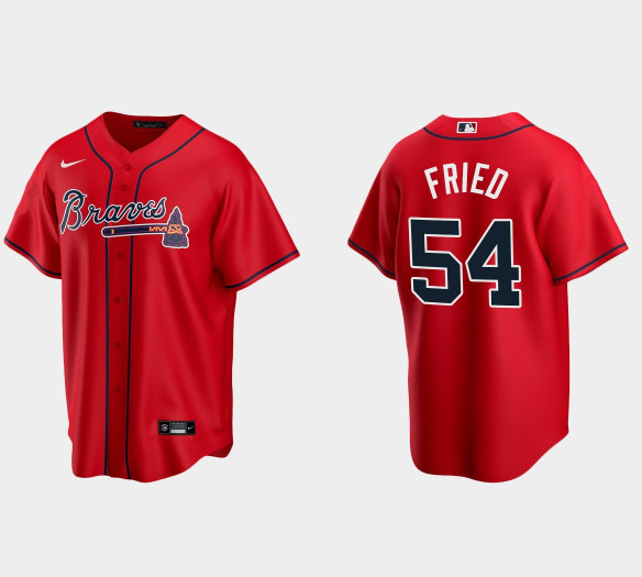 Atlanta Braves #54 Max Fried Red Cool Base Stitched Jersey