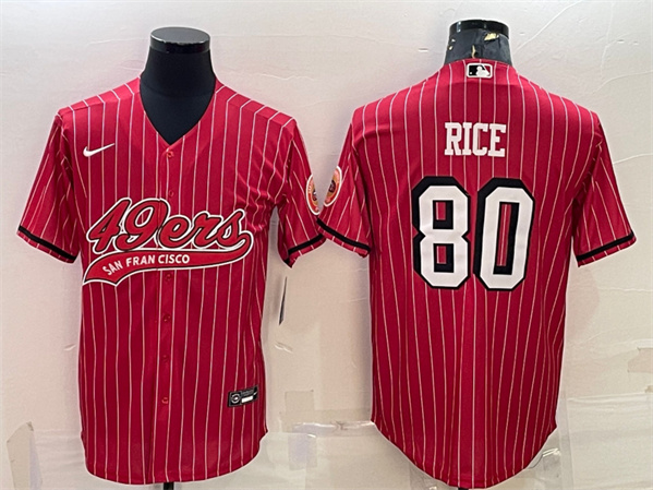 San Francisco 49ers #80 Jerry Rice Red With Patch Cool Base Stitched Jersey