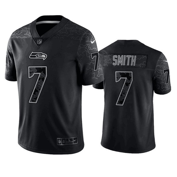 Seattle Seahawks #7 Geno Smith Black Reflective Stitched Jersey