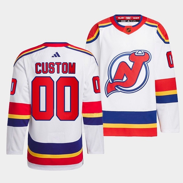 New Jersey Devils Custom White 2022-23 Reverse Retro Stitched Jersey