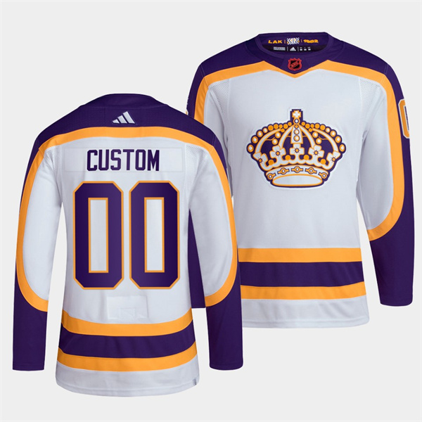 Los Angeles Kings Custom White 2022 Reverse Retro Stitched Jersey