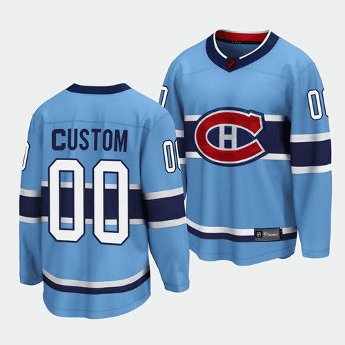 Montreal Canadiens Custom Blue 2022 Reverse Retro Stitched Jersey