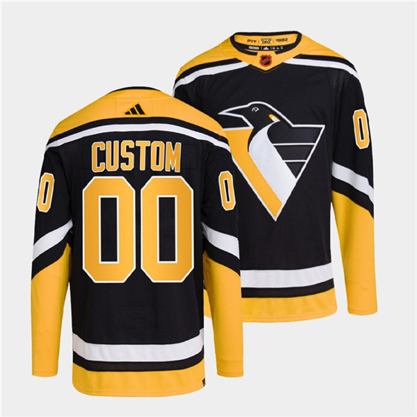 Pittsburgh Penguins Custom Black 2022 Reverse Retro Stitched Jersey