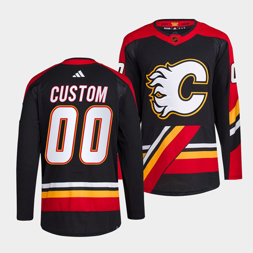Calgary Flames Custom Black 2022-23 Reverse Retro Stitched Jersey
