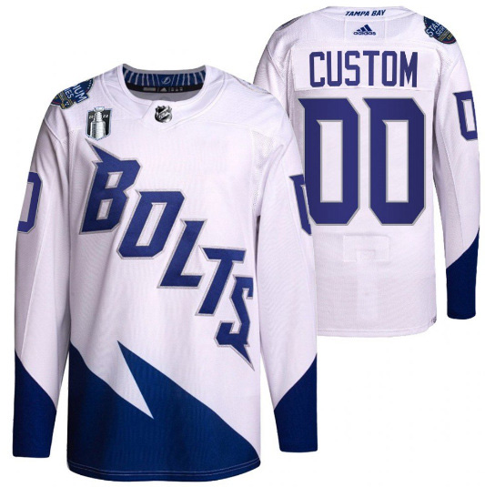Tampa Bay Lightning Active Custom 2022 White Stanley Cup Final Patch Breakaway Stitched Jersey