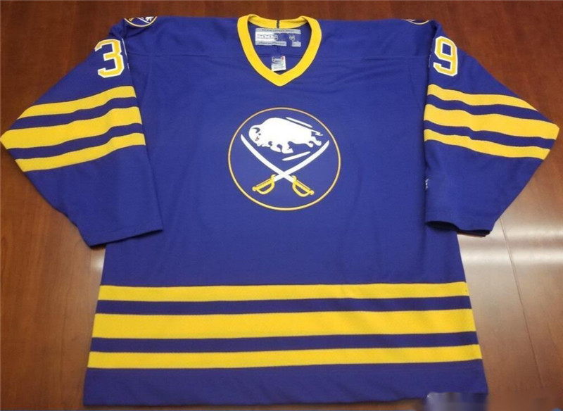 Buffalo Sabres Custom Blue CCM Throwback Stitched Jersey(Short Sleeves)
