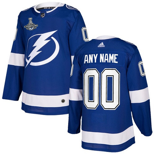 Tampa Bay Lightning Custom 2021 Blue Stanley Cup Champions Stitched Jersey