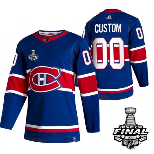 Montreal Canadiens Custom 2021 Blue Stanley Cup Final Stitched Jersey