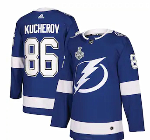 Tampa Bay Lightning #86 Nikita Kucherov Blue Stanley Cup Finals Blue Stitched Jersey