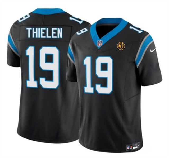 Carolina Panthers #19 Adam Thielen Black 2023 F.U.S.E. With John Madden Patch Vapor Limited Stitched Jersey
