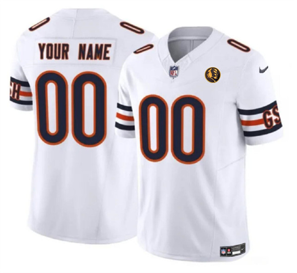 Chicago Bears Custom White 2023 F.U.S.E. With John Madden Patch Vapor Limited Stitched Jersey