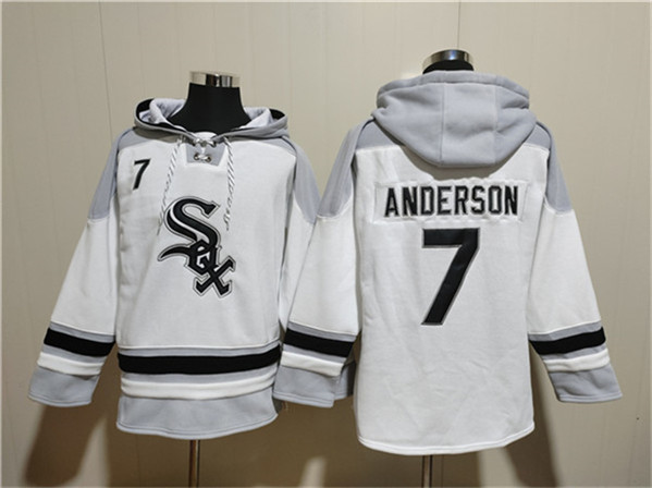 Chicago White Sox #7 Tim Anderson White Ageless Must-Have Lace-Up Pullover Hoodie