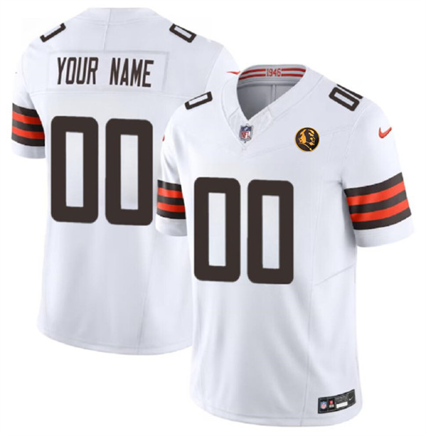 Cleveland Browns Custom White 2023 F.U.S.E. With John Madden Patch Vapor Limited Stitched Jersey