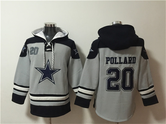 Dallas Cowboys #20 Tony Pollard Gray Ageless Must-Have Lace-Up Pullover Hoodie