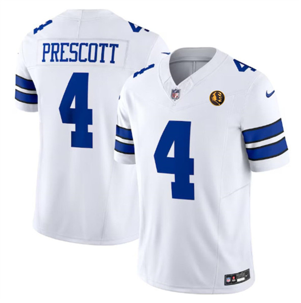 Dallas Cowboys #4 Dak Prescott White 2023 F.U.S.E. With John Madden Patch Vapor Limited Stitched Jersey
