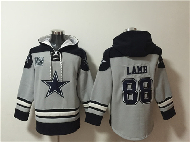 Dallas Cowboys #88 CeeDee Lamb Gray Ageless Must-Have Lace-Up Pullover Hoodie